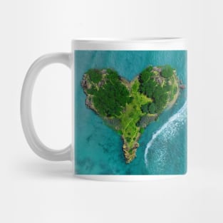 Blue Ocean Waves Heart Island Mug